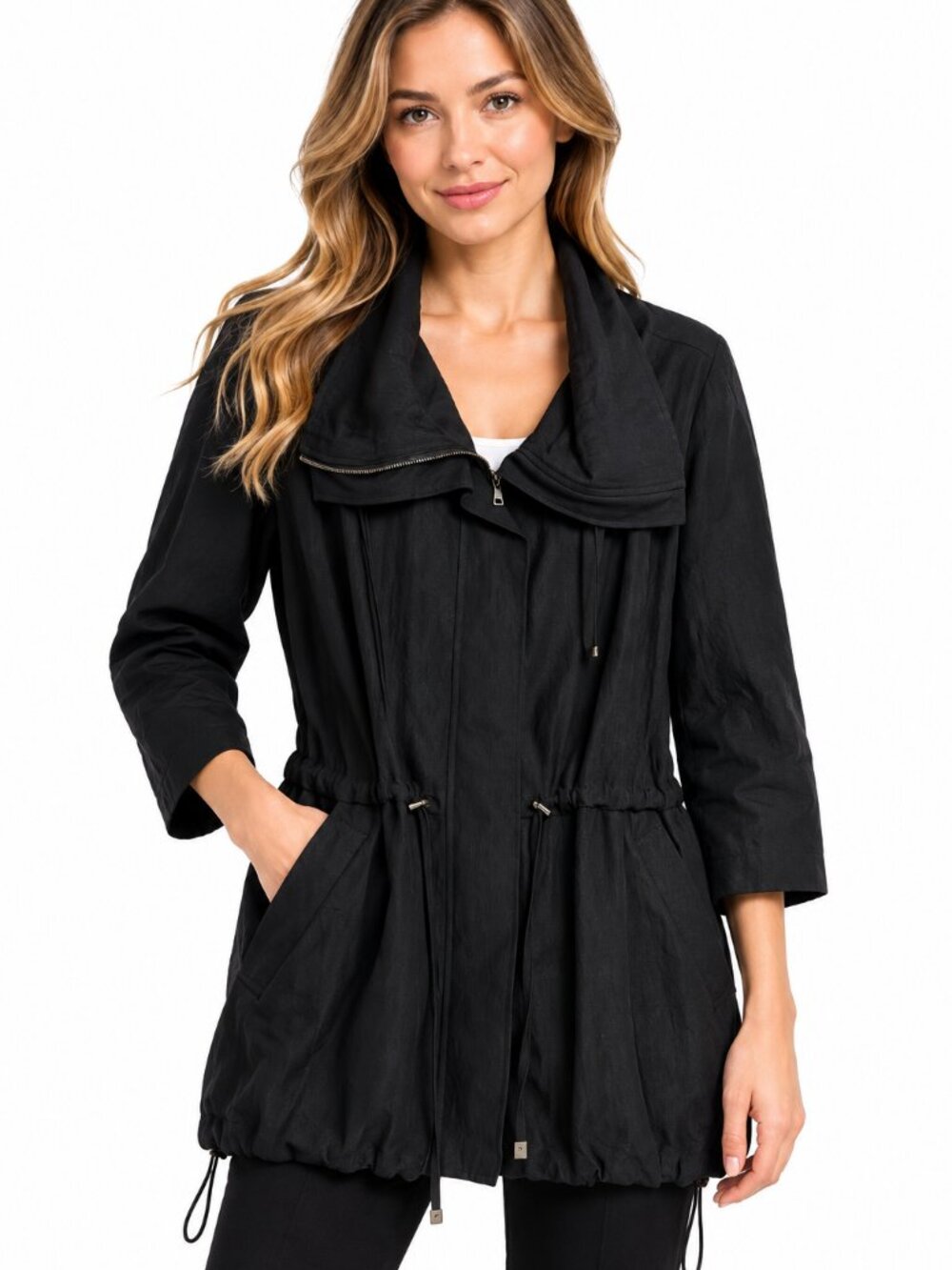 Lafayette 148 New York Black Wool Blend Jacket Coat Size 10